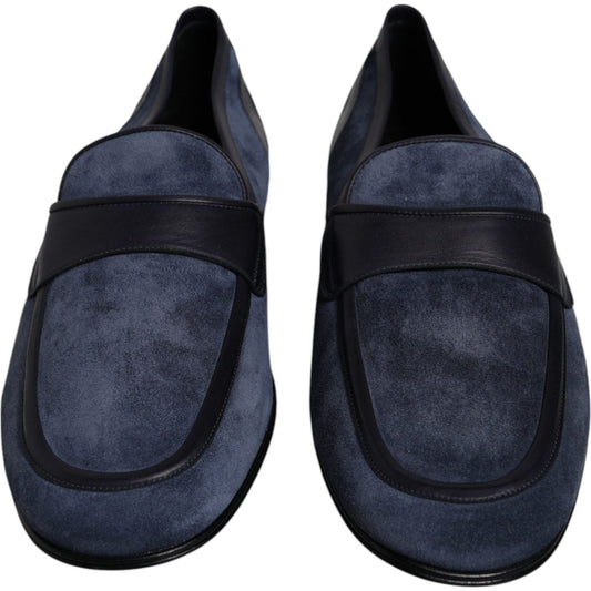 Dolce & Gabbana Blue Suede Leather Shoes Loafer Moccasin Shoes MV6747-43