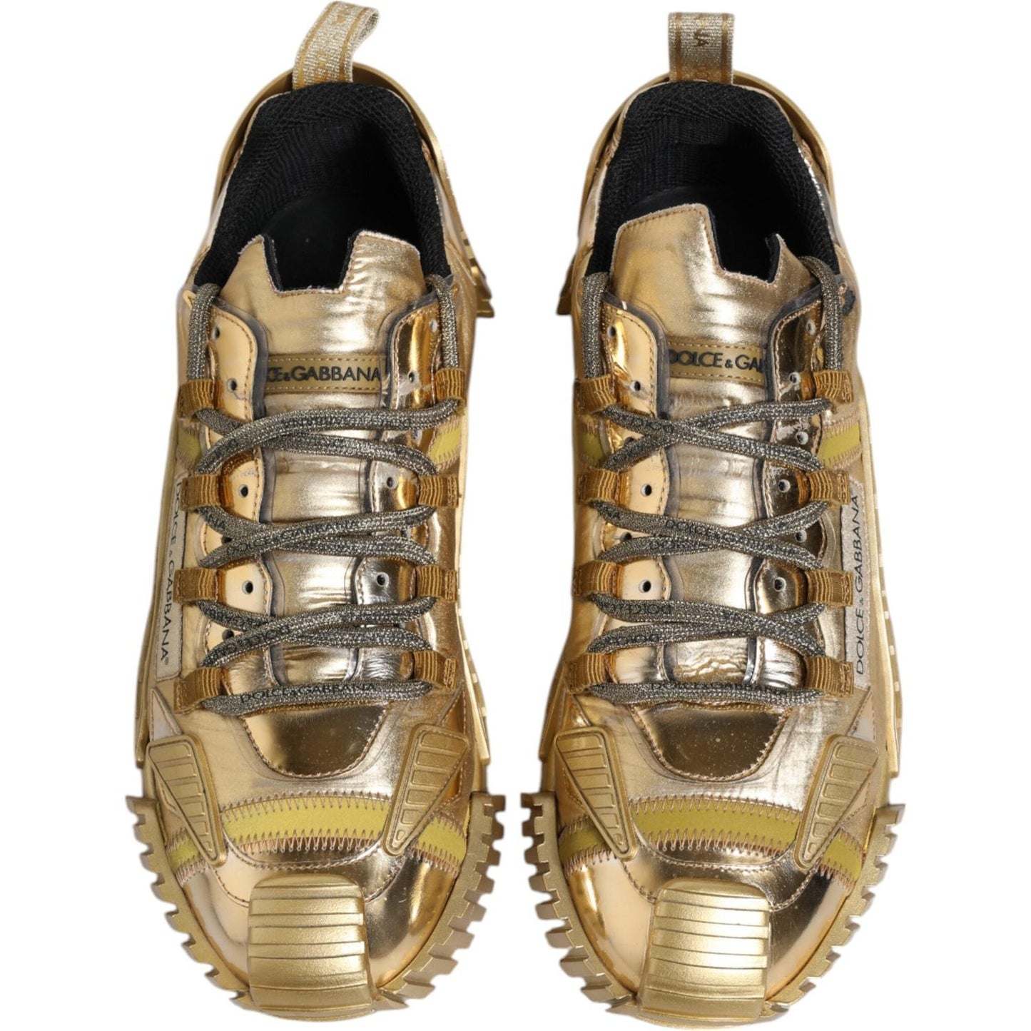 Dolce & Gabbana Gold Stretch Lace Up NS1 Sneakers Shoes MV6754-44