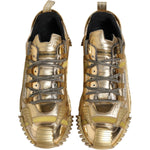 Dolce & Gabbana Gold Stretch Lace Up NS1 Sneakers Shoes MV6754-44