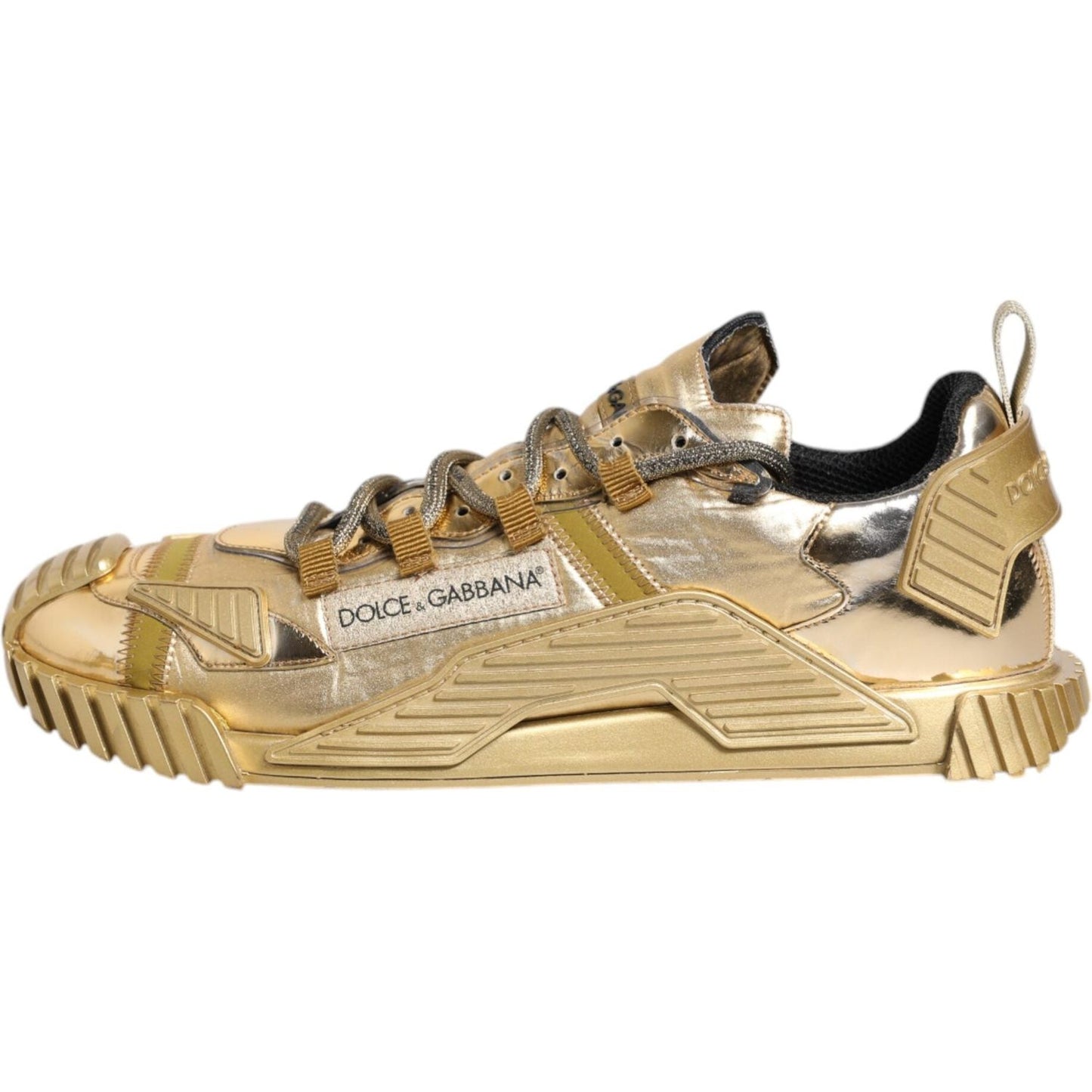 Dolce & Gabbana Gold Stretch Lace Up NS1 Sneakers Shoes MV6754-44