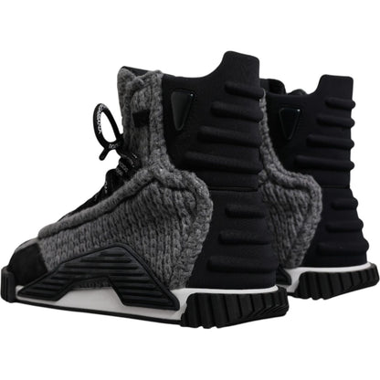 Dolce & Gabbana Gray Black NS1 High Top Boots Sneakers Shoes