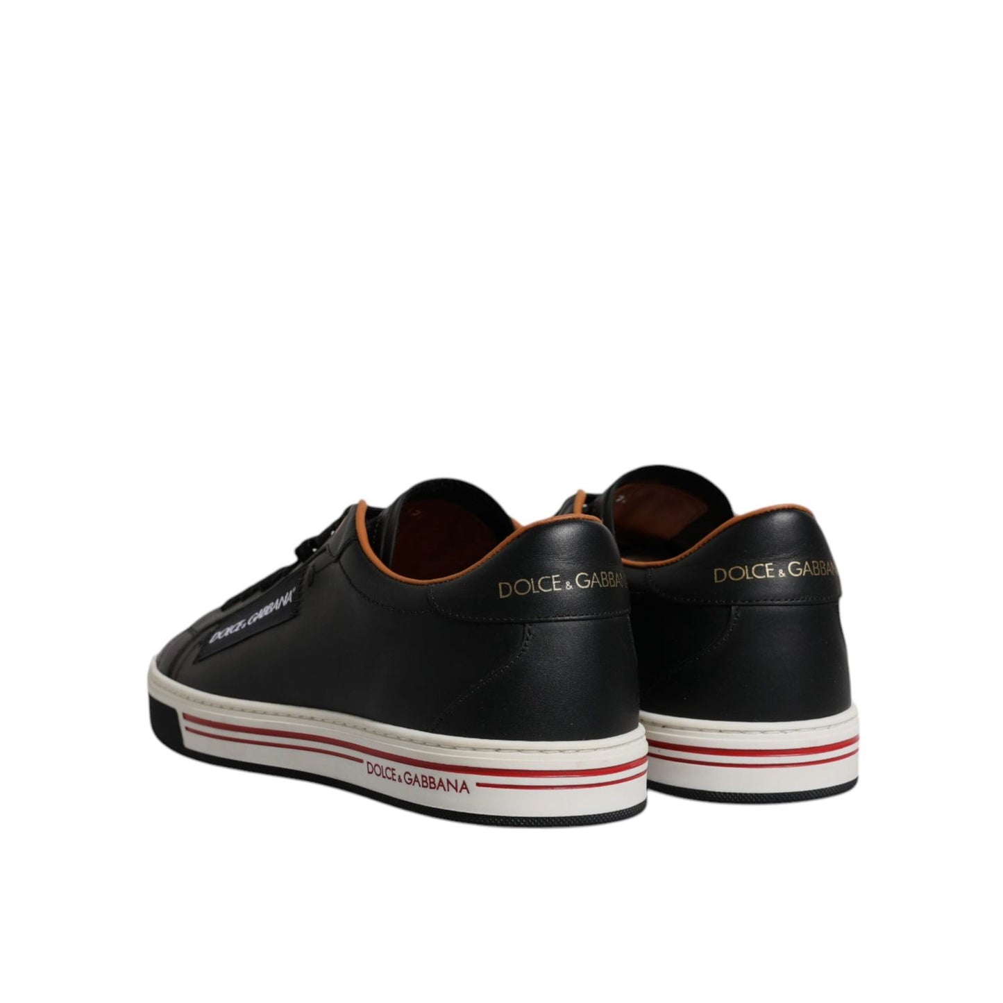 Dolce & Gabbana Black Leather Low Top Men Sneakers Shoes