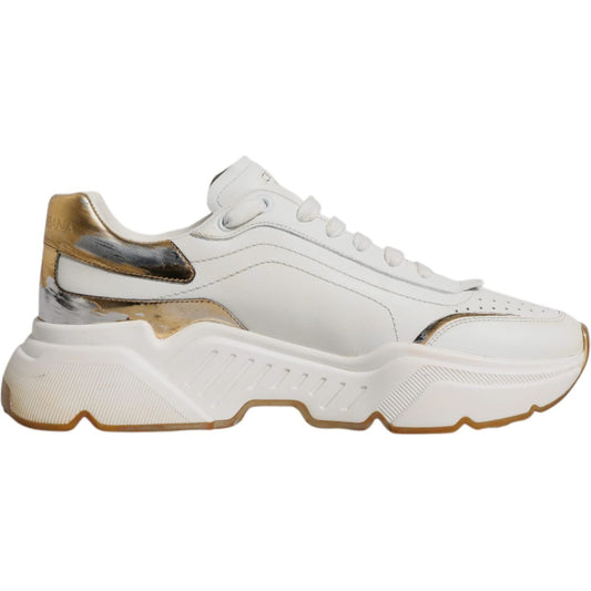 Dolce & Gabbana White Gold DAYMASTER Leather Sneakers Shoes MV6781-42