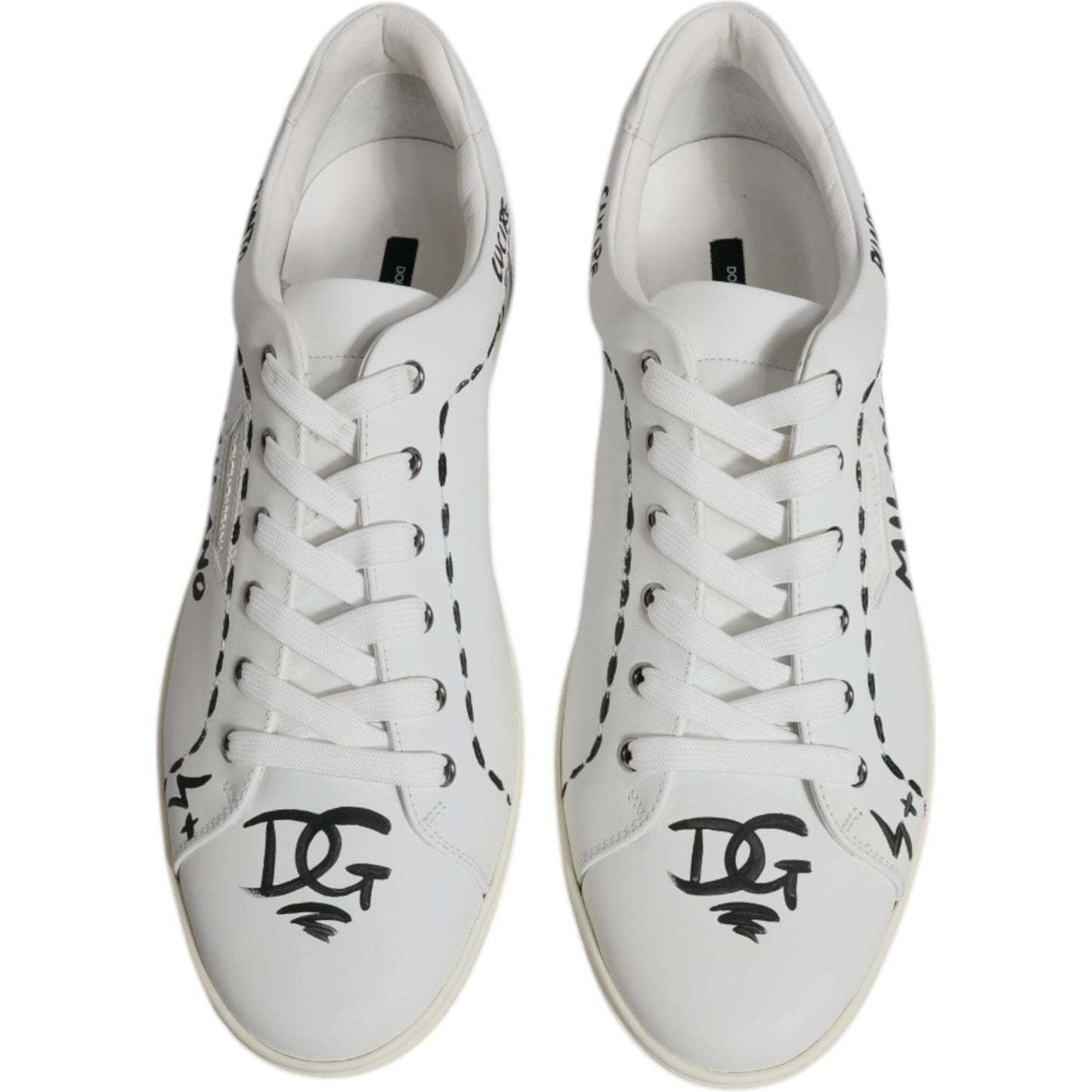 Dolce & Gabbana White Leather Milano Low Top Sneakers Shoes MV6799-44.5