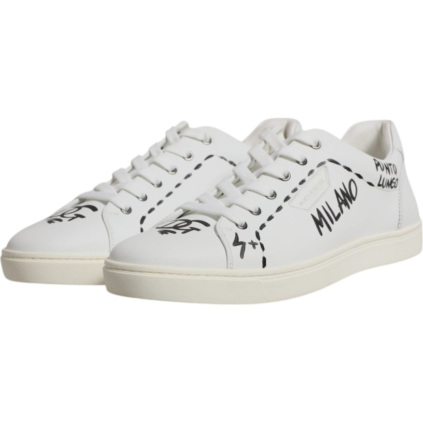 Dolce & Gabbana White Leather Milano Low Top Sneakers Shoes MV6799-44.5