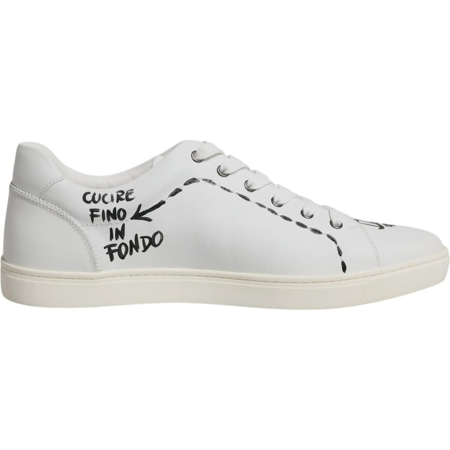 Dolce & Gabbana White Leather Milano Low Top Sneakers Shoes MV6799-44.5