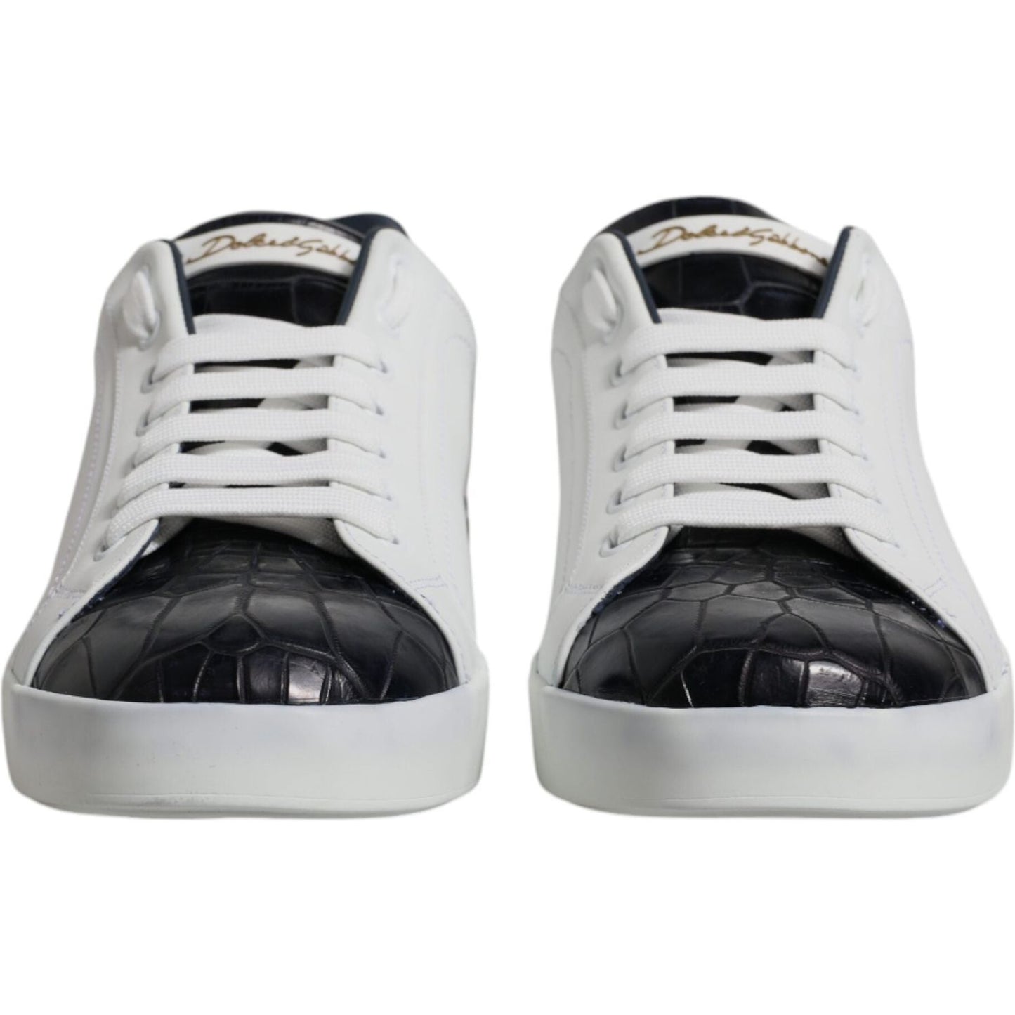 Dolce & Gabbana White Black Leather Portofino Sneakers Shoes MV6800-41