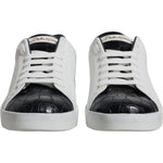 Dolce & Gabbana White Black Leather Portofino Sneakers Shoes MV6800-41