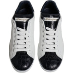 Dolce & Gabbana White Black Leather Portofino Sneakers Shoes MV6800-41
