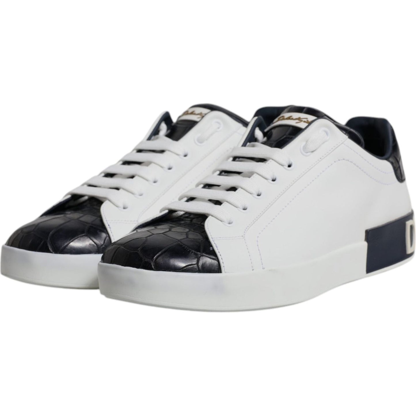 Dolce & Gabbana White Black Leather Portofino Sneakers Shoes MV6800-41