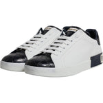 Dolce & Gabbana White Black Leather Portofino Sneakers Shoes MV6800-41
