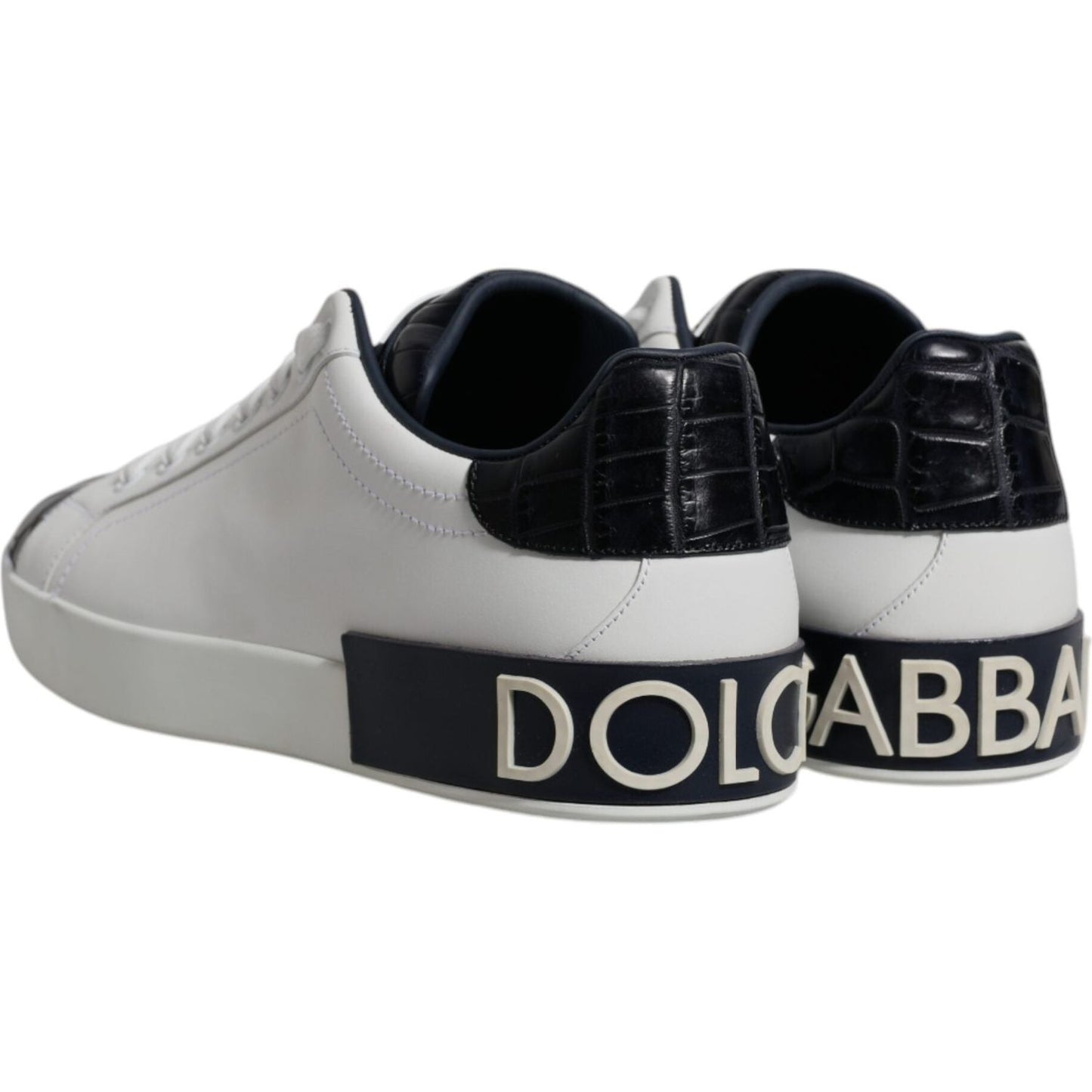 Dolce & Gabbana White Black Leather Portofino Sneakers Shoes MV6800-41