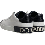 Dolce & Gabbana White Black Leather Portofino Sneakers Shoes MV6800-41