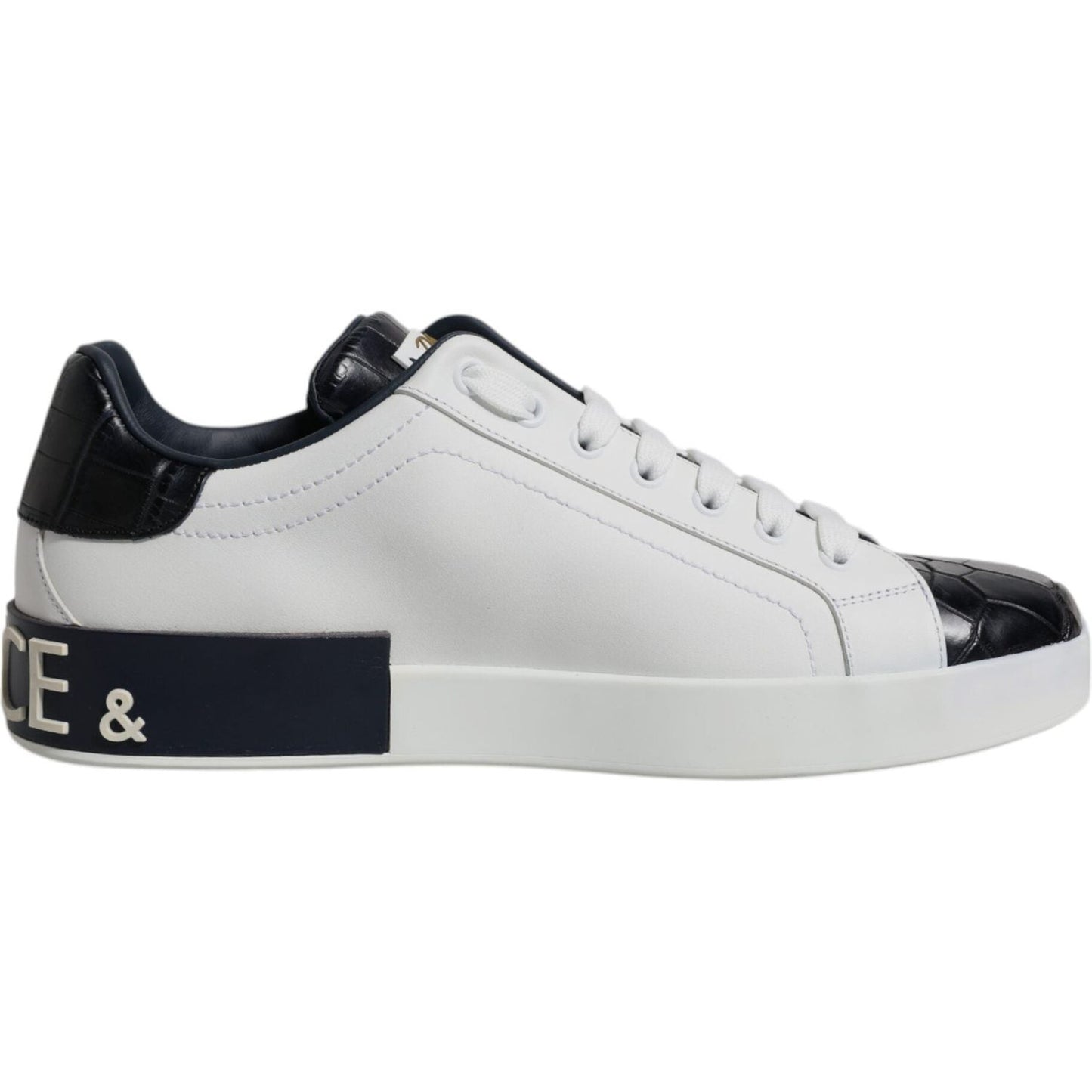 Dolce & Gabbana White Black Leather Portofino Sneakers Shoes MV6800-41