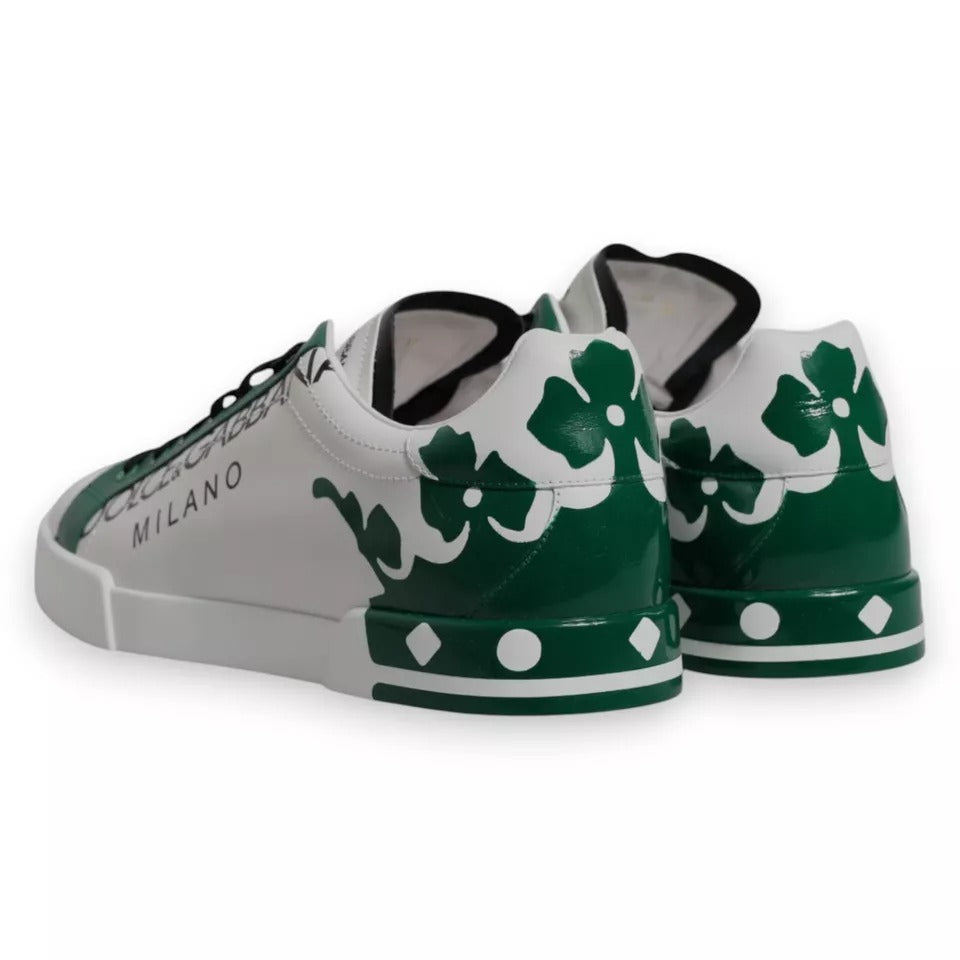 Dolce & Gabbana White Green Leather Crown Milano Sneakers Shoes MV6839-40