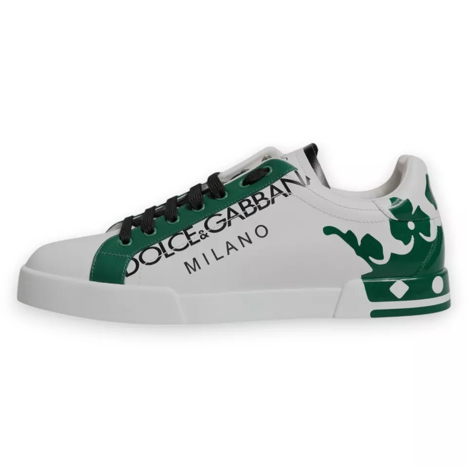 Dolce & Gabbana White Green Leather Crown Milano Sneakers Shoes MV6839-40