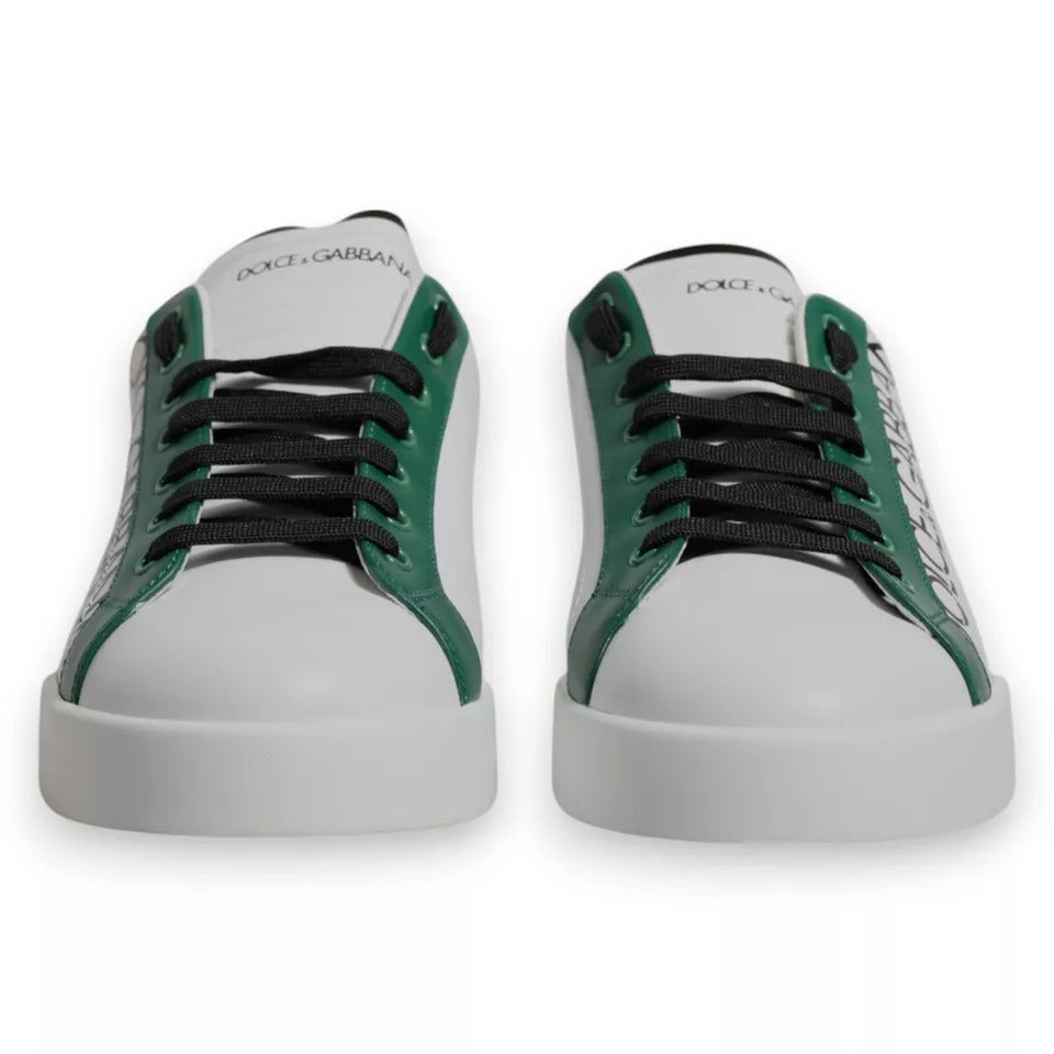 Dolce & Gabbana White Green Leather Crown Milano Sneakers Shoes MV6839-40