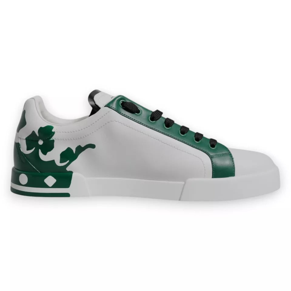Dolce & Gabbana White Green Leather Crown Milano Sneakers Shoes MV6839-40