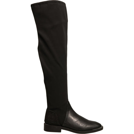 MY TWIN Black Leather Suede Flats High Boots Shoes LA12422-37
