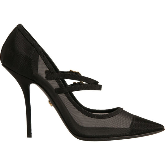 Dolce & Gabbana Black Mesh Mary Jane High Heels Pumps Shoes LA12335-39