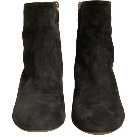 Dolce & Gabbana Black Embellished Heel Ankle Boots Shoes LA12377-39