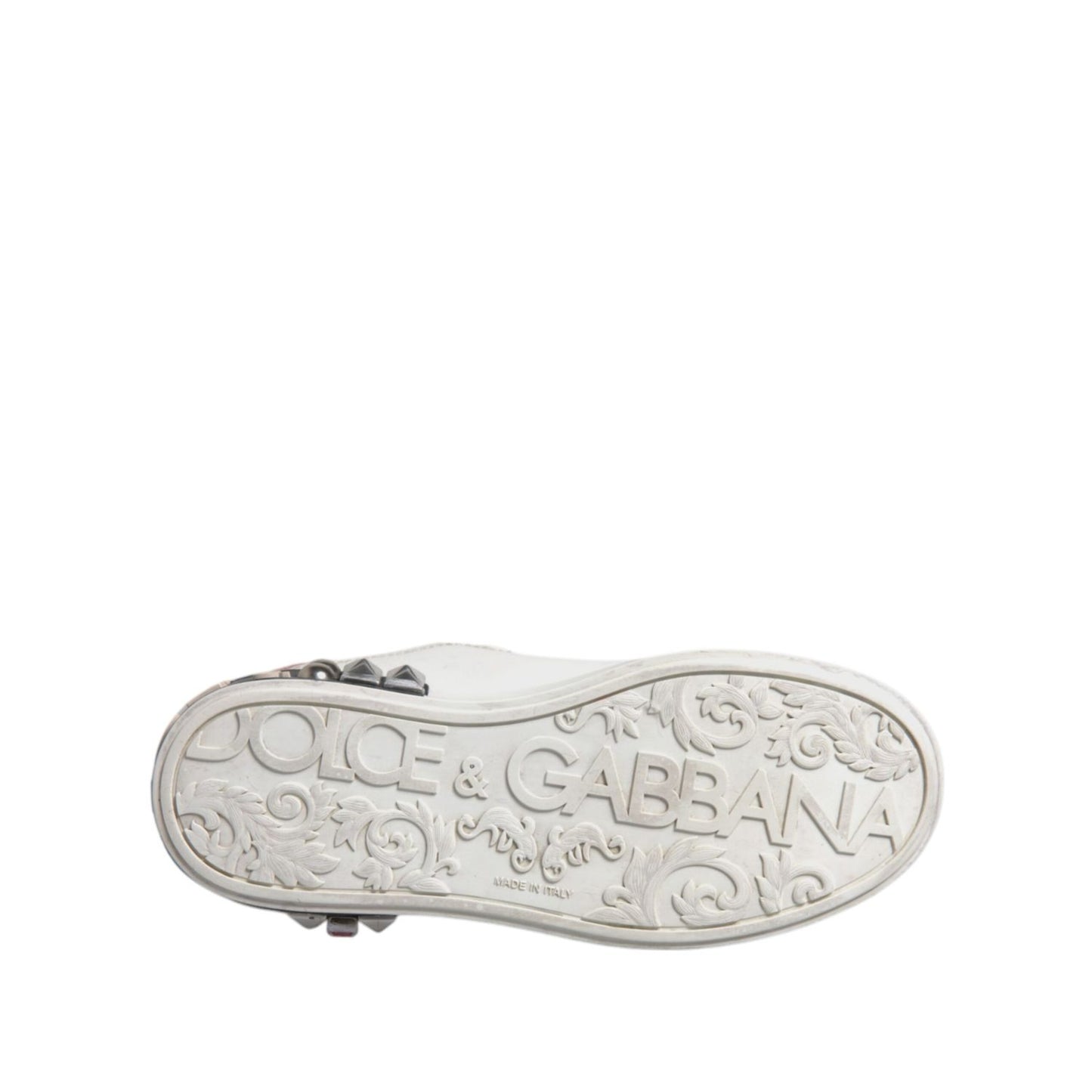 Dolce & Gabbana White Sequined Crystal Low Top Sneakers Shoes