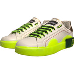 Dolce & Gabbana White Yellow Portofino Leather Sneakers Shoes LA12320-36