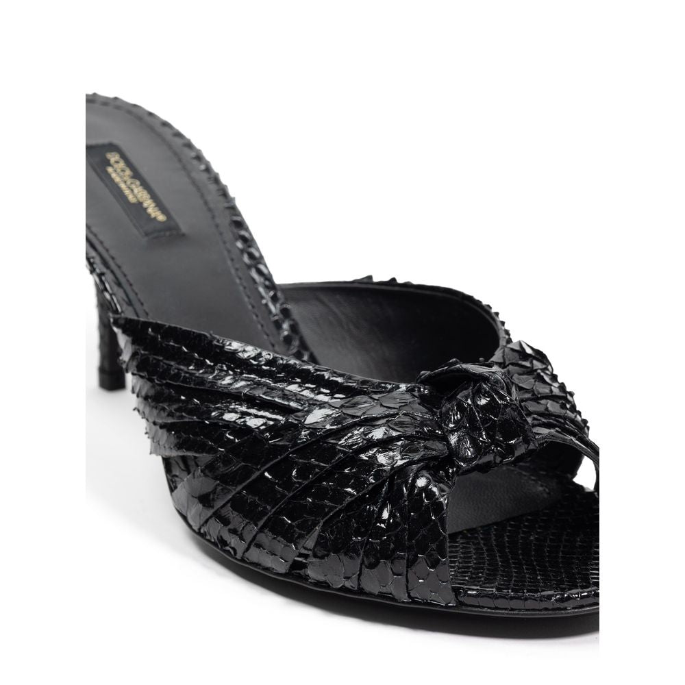 Dolce & Gabbana Black Snake Skin Sandal DO-8207676-EU37.5/US7.5
