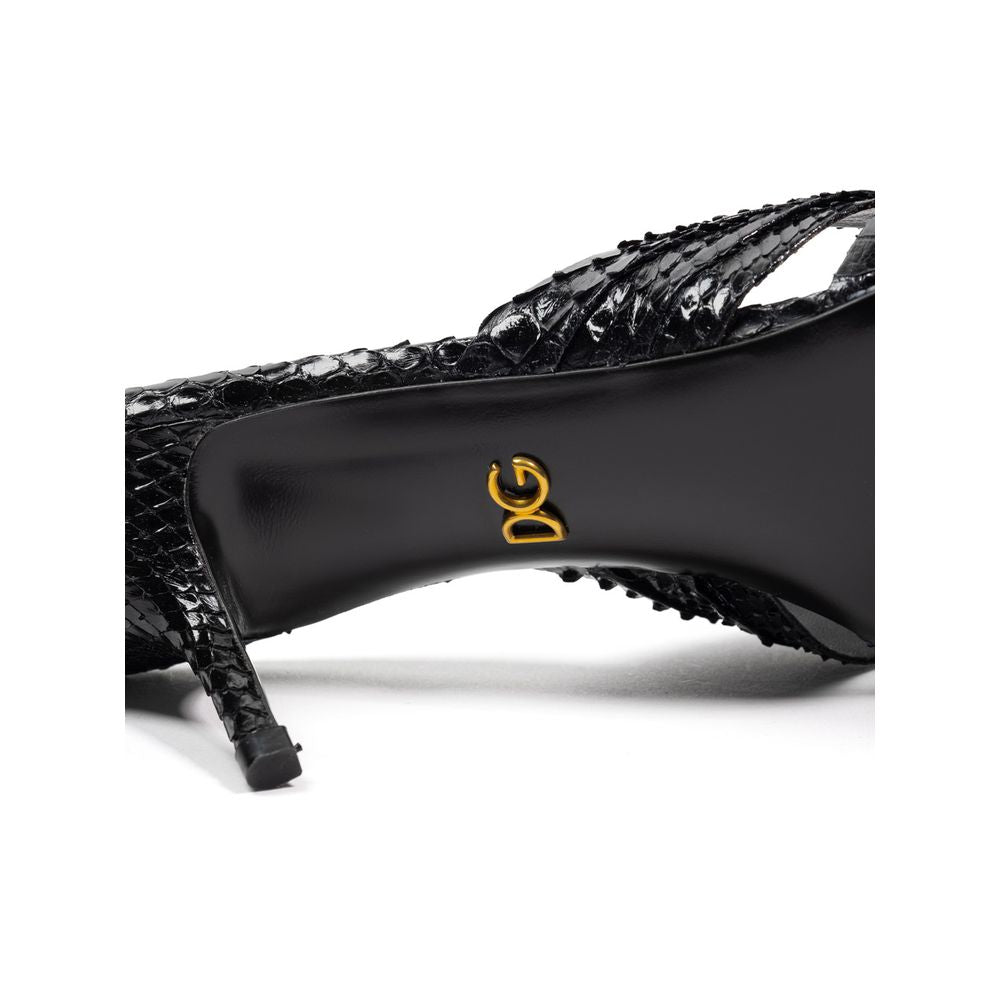 Dolce & Gabbana Black Snake Skin Sandal DO-8207676-EU37.5/US7.5