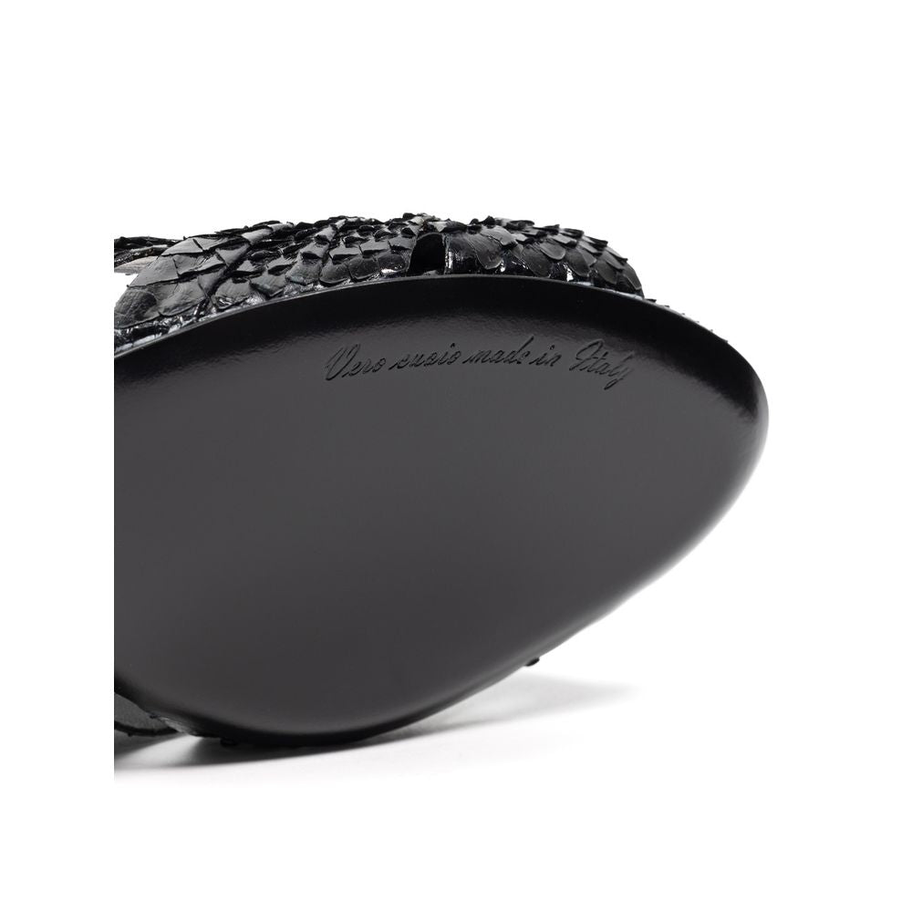 Dolce & Gabbana Black Snake Skin Sandal DO-8207676-EU37.5/US7.5