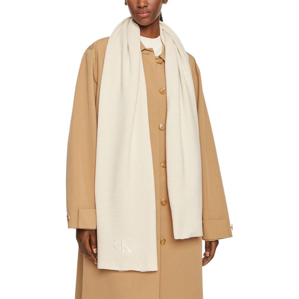 Calvin Klein Cream Recycled Polyester Scarf CA-15183700143-ONE SIZE