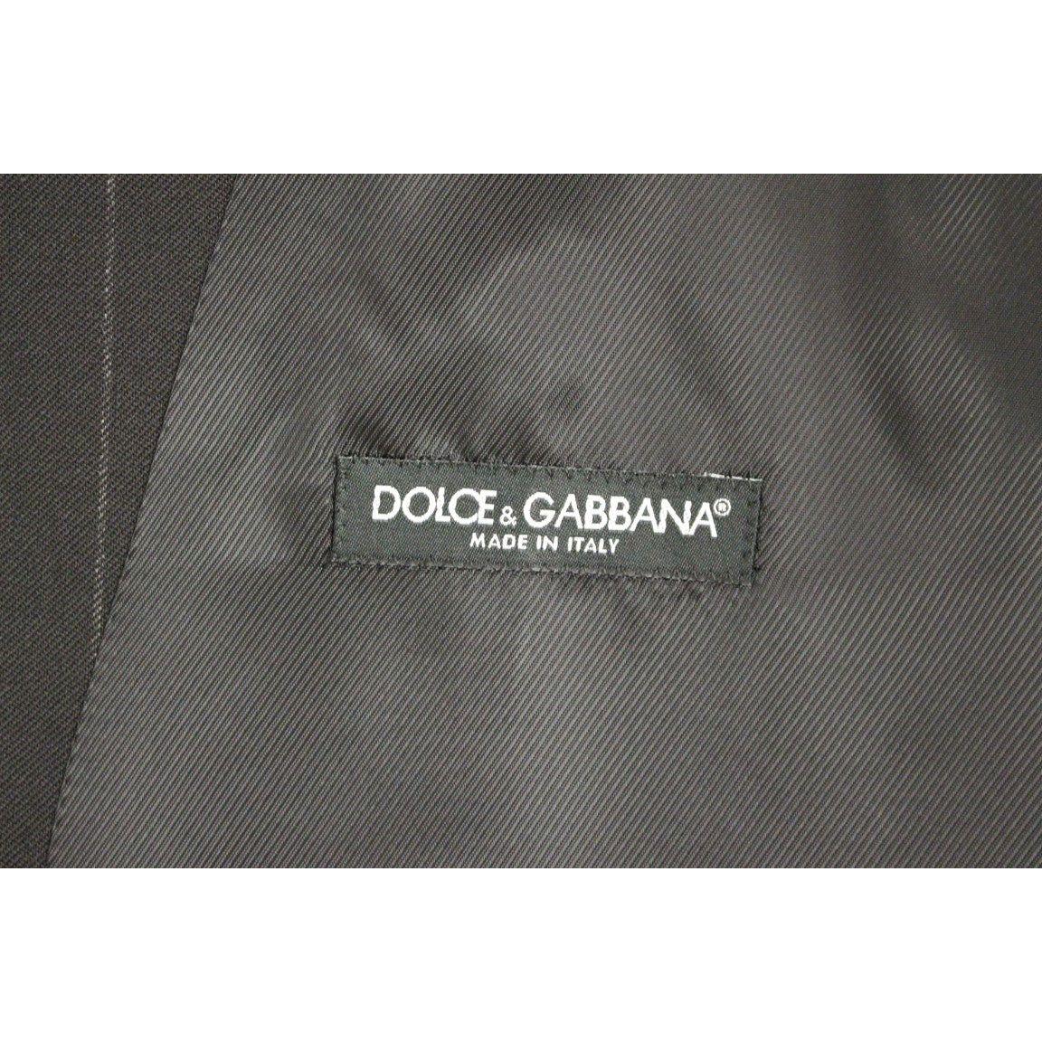 Dolce & Gabbana Black Striped Wool Logo Vest GSS12020-1