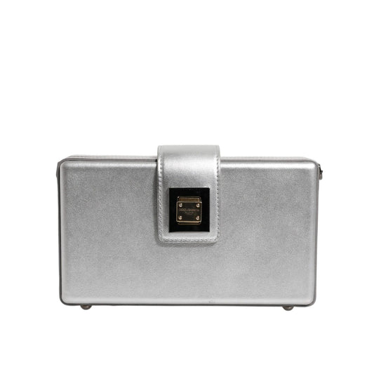 Dolce & Gabbana Metallic Silver DG BOX Leather Shoulder Strap Bag