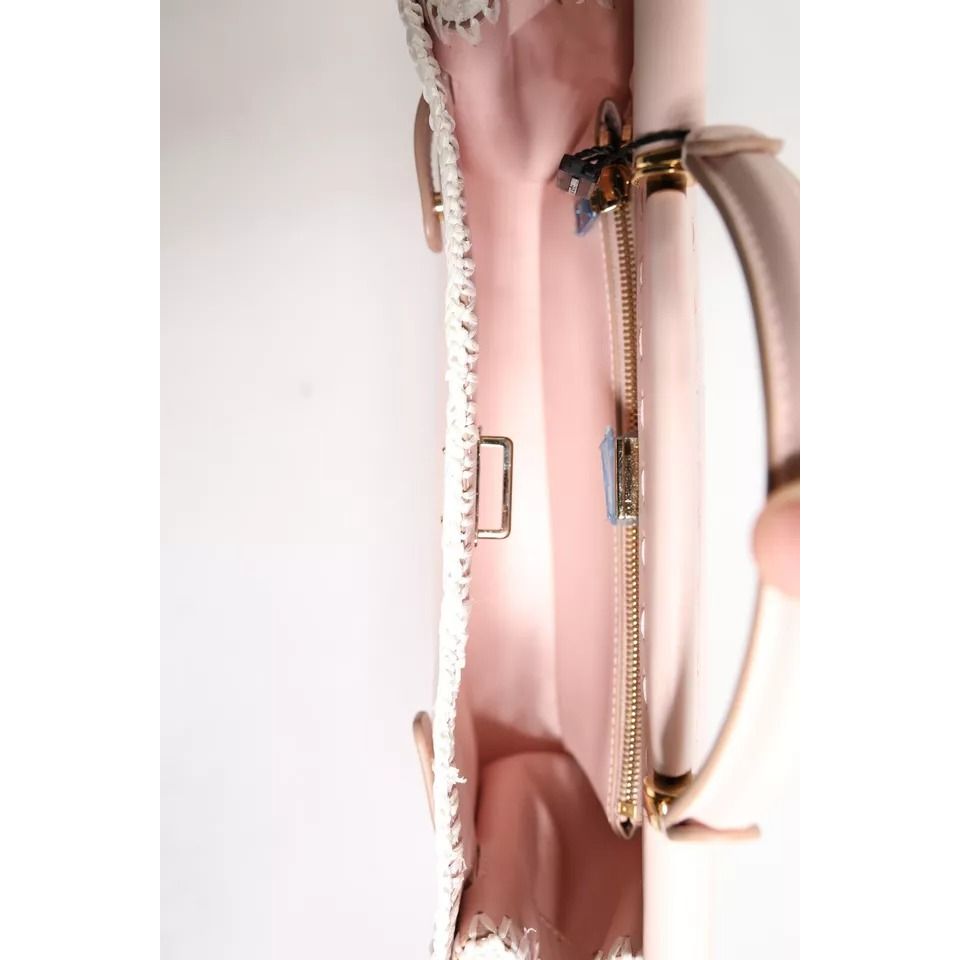 Dolce & Gabbana Light Pink Logo Plaque Soft Leather Strap Crossbody Bag