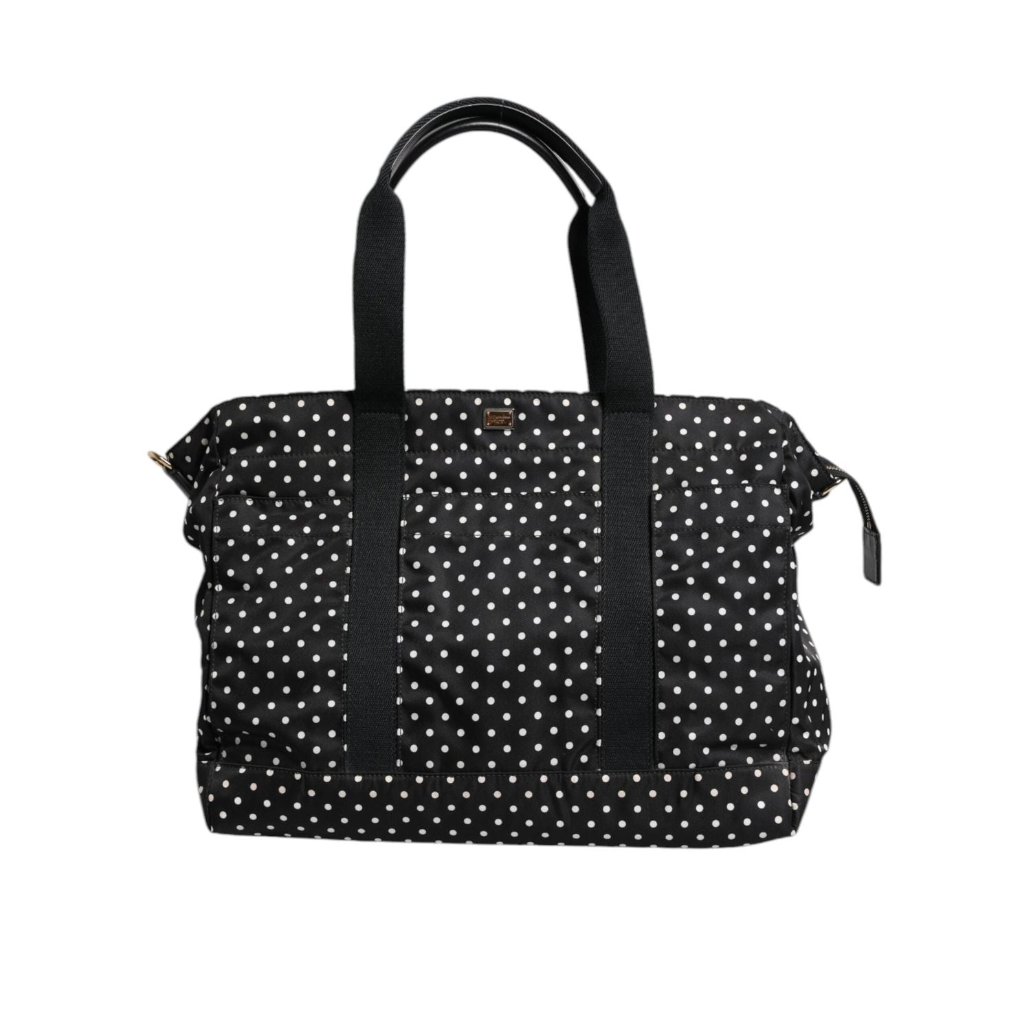 Front view with bag zipped and handles upright.