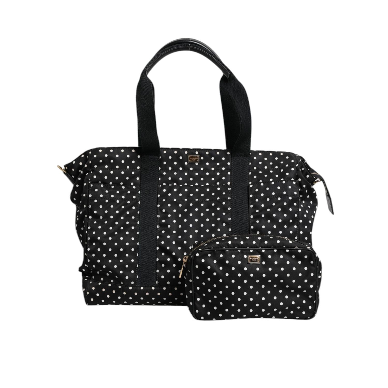 Front view with bag zipped and handles upright.
