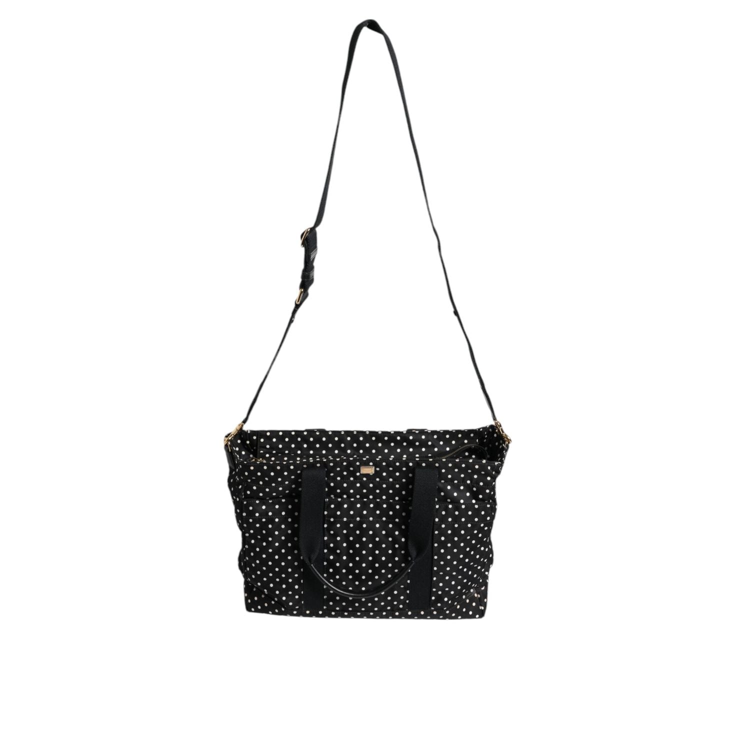 Front view with bag zipped and handles upright.