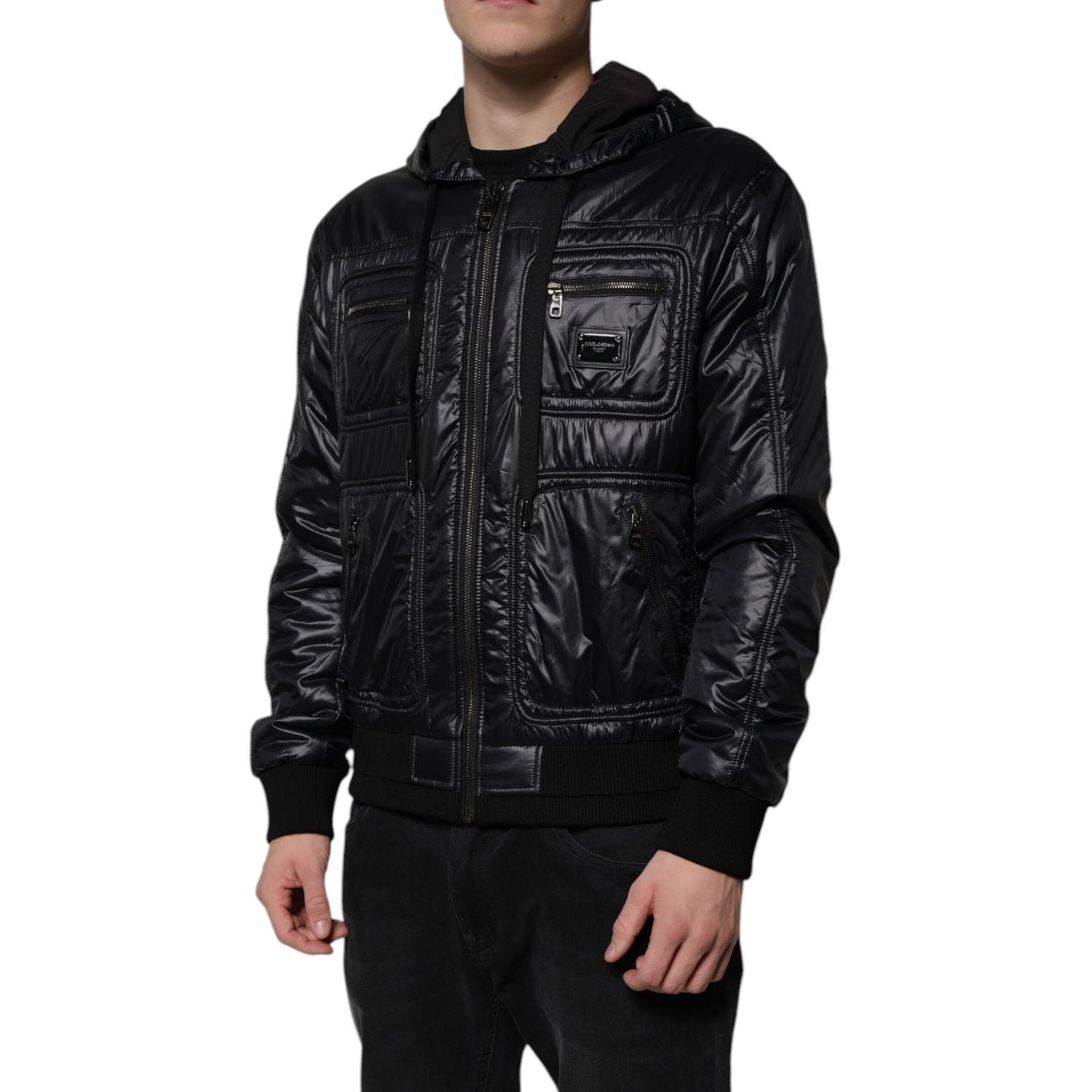 Dolce & Gabbana Black Nylon Hooded Full Zip Blouson Jacket