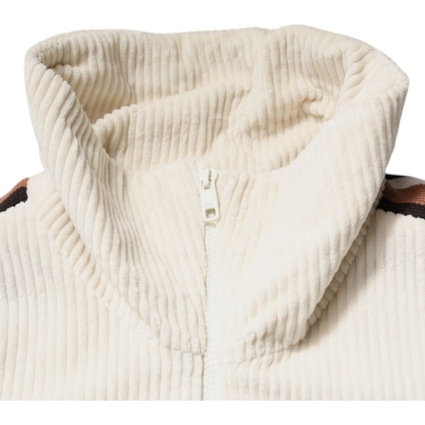 Dolce & Gabbana Beige Logo Applique Cotton Corduroy Full Zip Jacket JKT4189-50