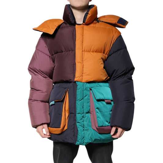Dolce & Gabbana Multicolor Quilted Hooded Puffer Jacket JKT4199-46