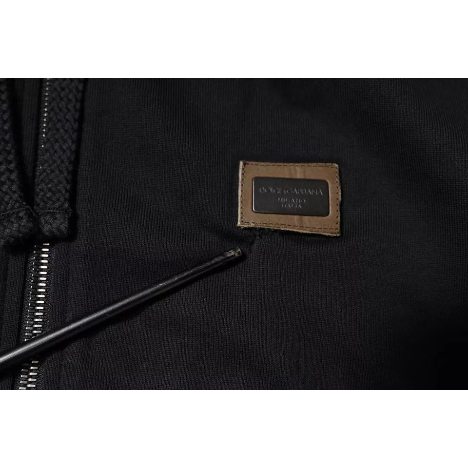 Dolce & Gabbana Black Logo Full Zip Hooded Sweatshirt Sweater
