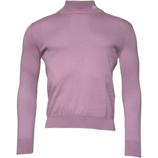 MSGM Purple Wool Knit Turtle Neck Long Sleeve Pullover Sweater