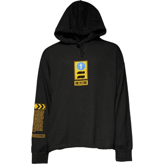 Dolce & Gabbana Black Cotton Hooded DG Shield Pullover Sweater TSH878505-L
