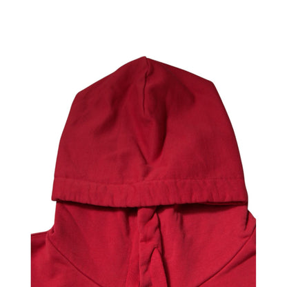 Dolce & Gabbana Red Cotton Logo Hooded Sweatshirt Sweater