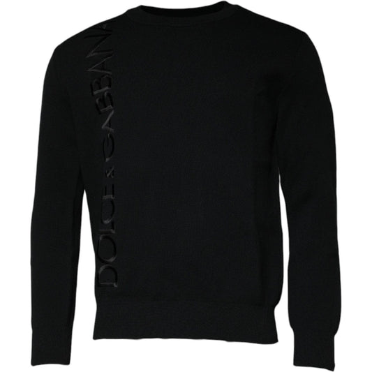 Dolce & Gabbana Black Nylon Logo Crew Neck Pullover Sweater TSH878550-44