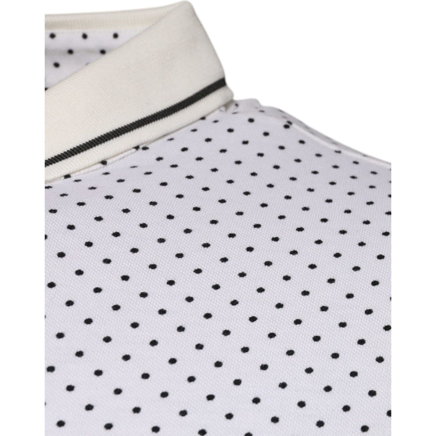 Dolce & Gabbana White Polka Dot Cotton Collared Polo T-shirt TSH87721-44