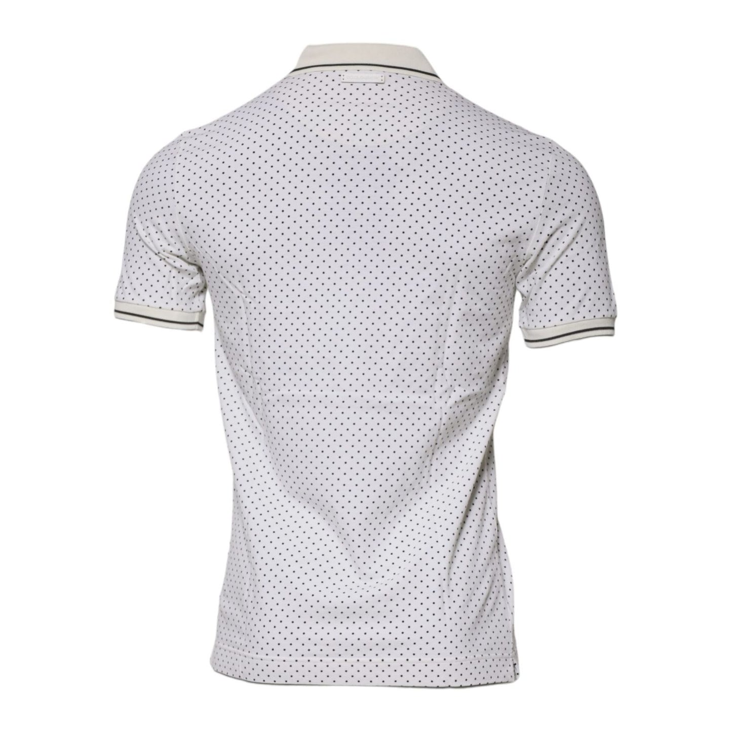 Dolce & Gabbana White Polka Dot Cotton Collared Polo T-shirt