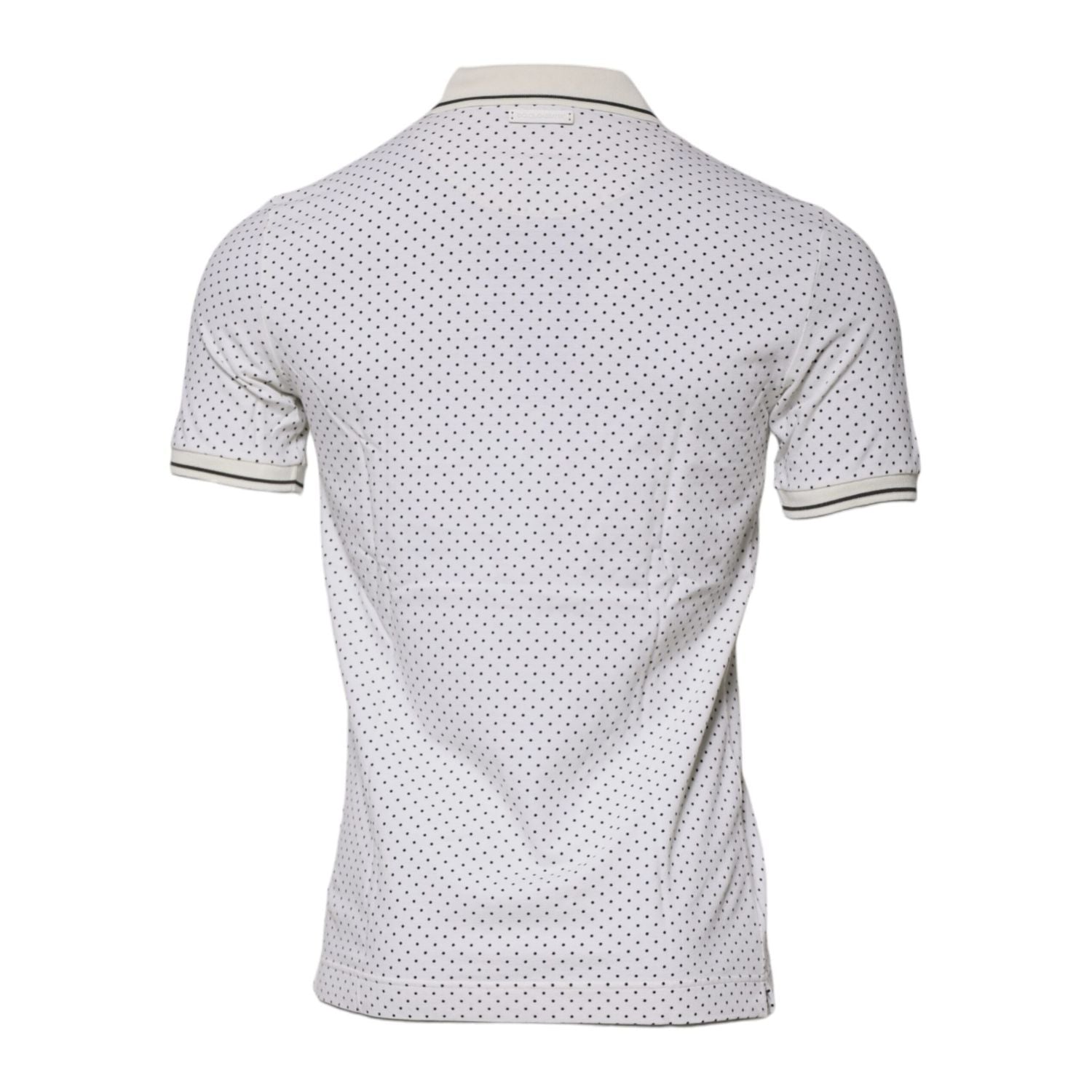 Dolce & Gabbana White Polka Dot Cotton Collared Polo T-shirt