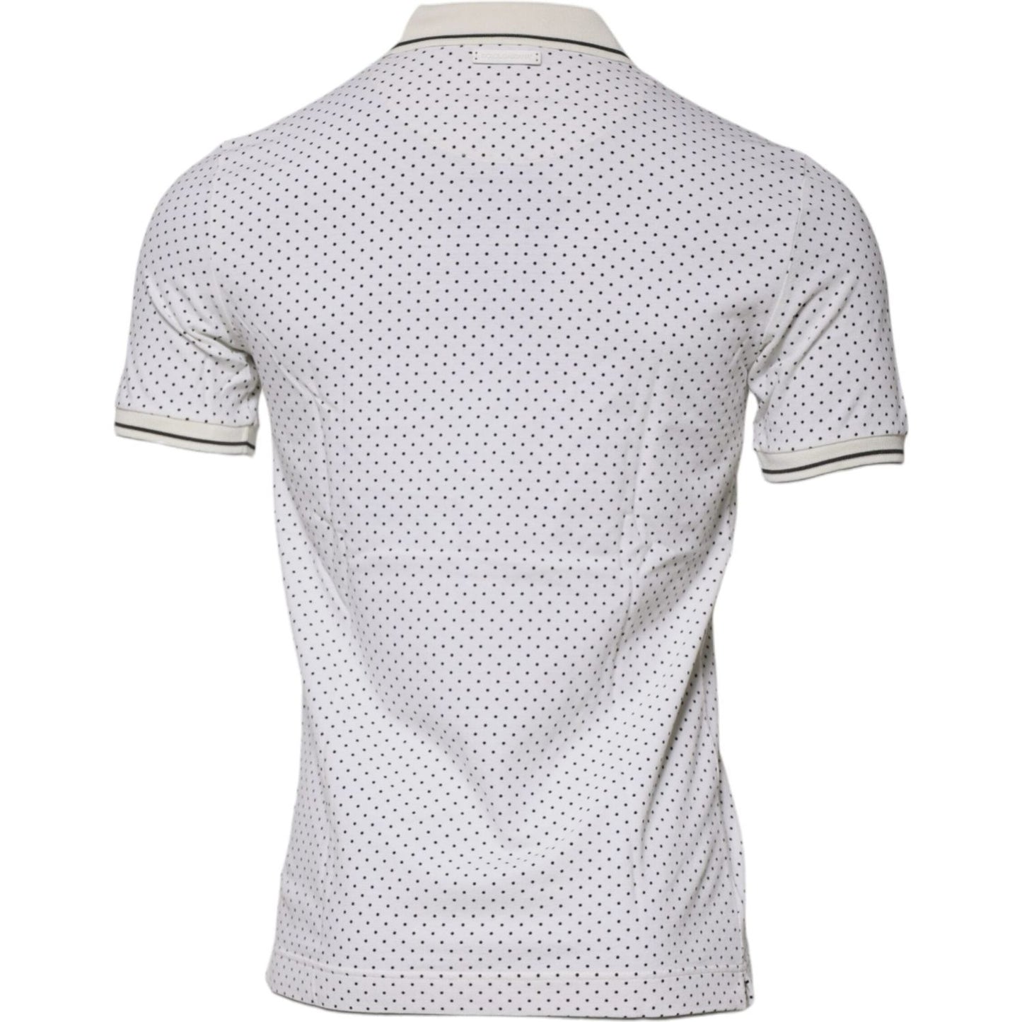 Dolce & Gabbana White Polka Dot Cotton Collared Polo T-shirt TSH87721-44