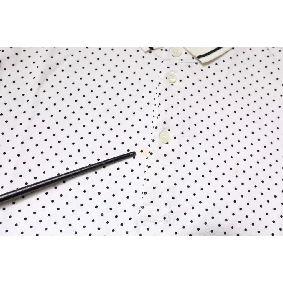 Dolce & Gabbana White Polka Dot Cotton Collared Polo T-shirt TSH87721-44